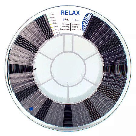 PET-G пластик (Relax) REC 1,75мм, черный (750 г)