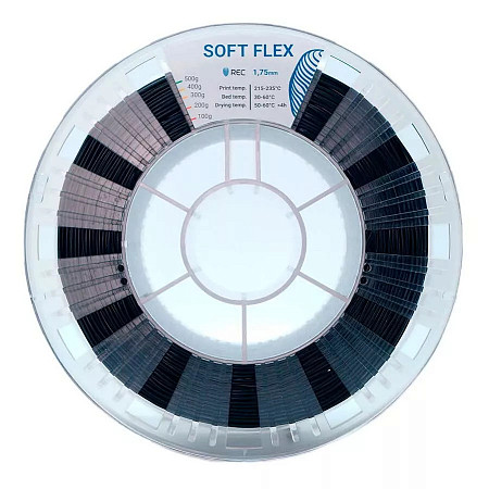 Soft Flex (TPU-A70) пластик REC 1,75 мм, черный (500 г)